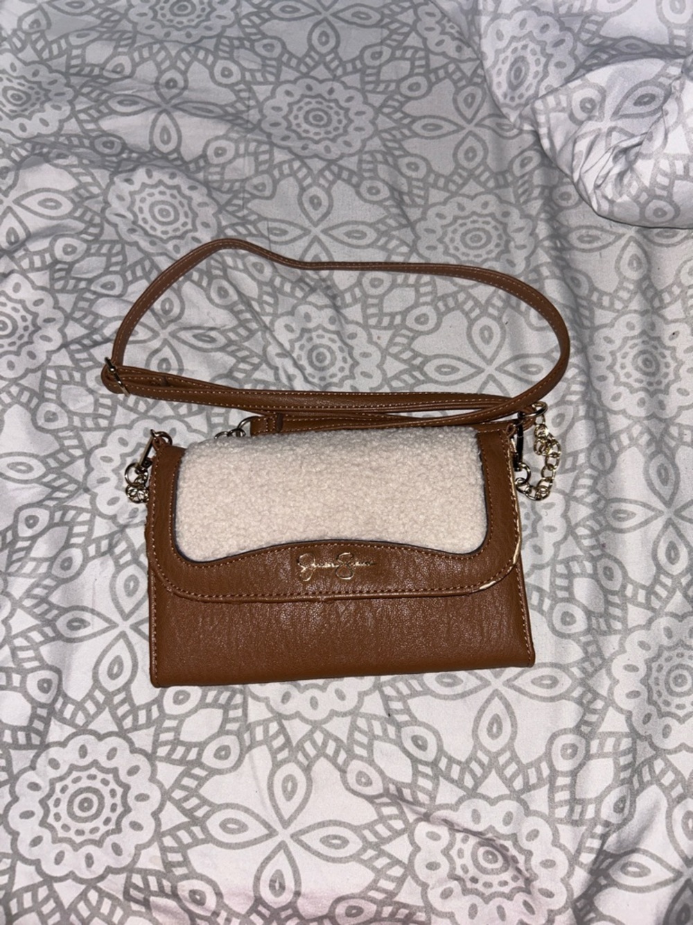 Coach Brown Leather Crossbody with Cream Shearling Flap